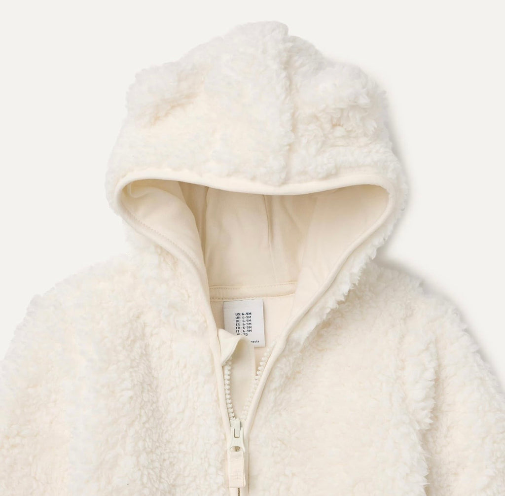 Chaqueta Sherpa Blanco Marfil con Capucha