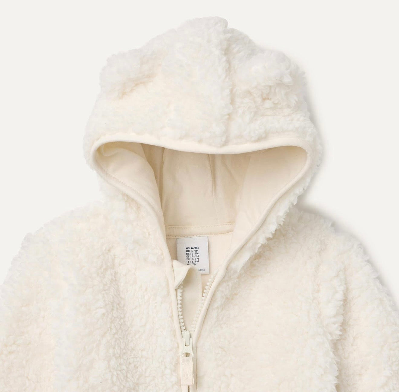 Chaqueta Sherpa Blanco Marfil con Capucha