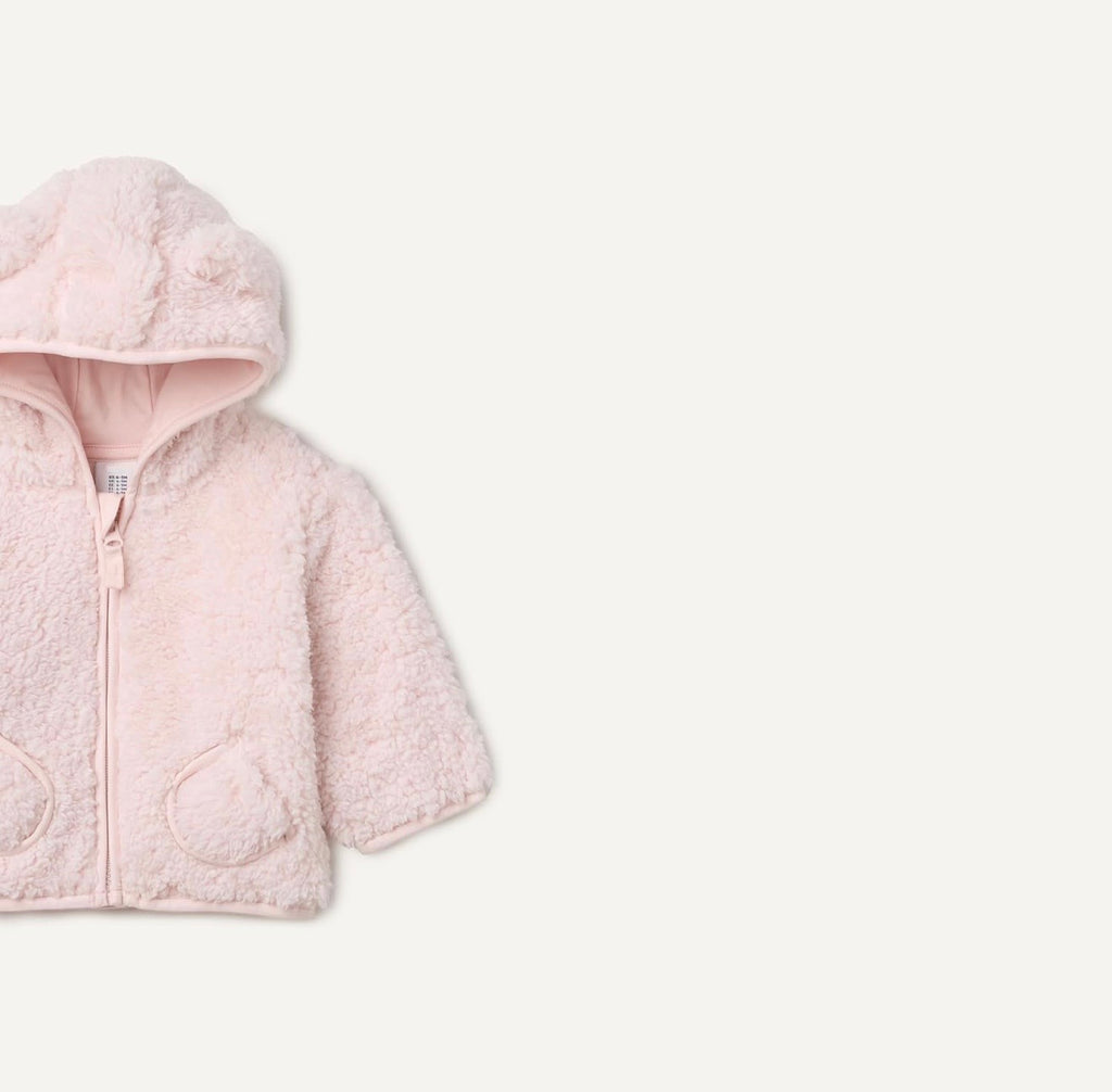 Chaqueta Sherpa Rosa Pálido con Capucha