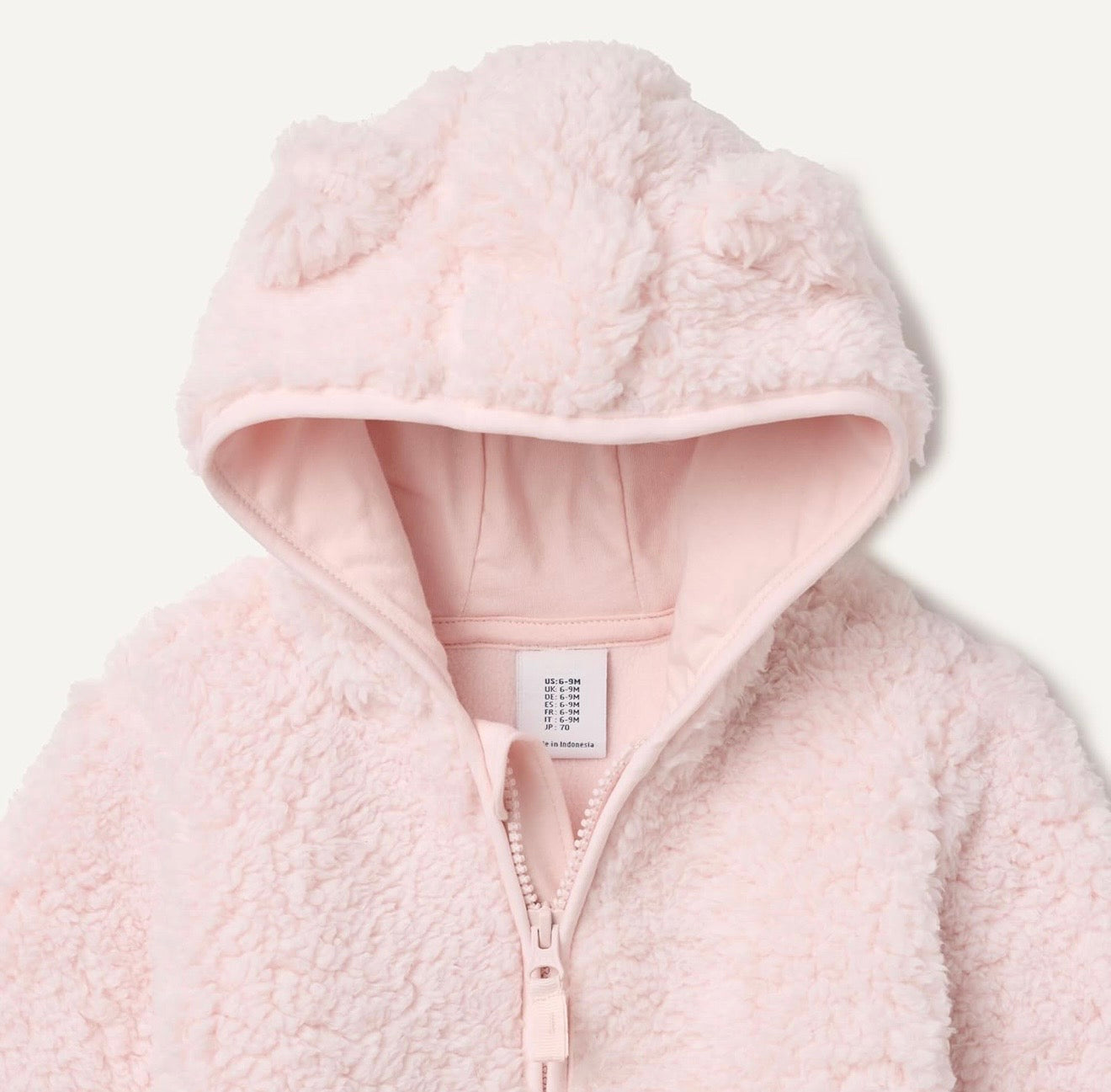 Chaqueta Sherpa Rosa Pálido con Capucha