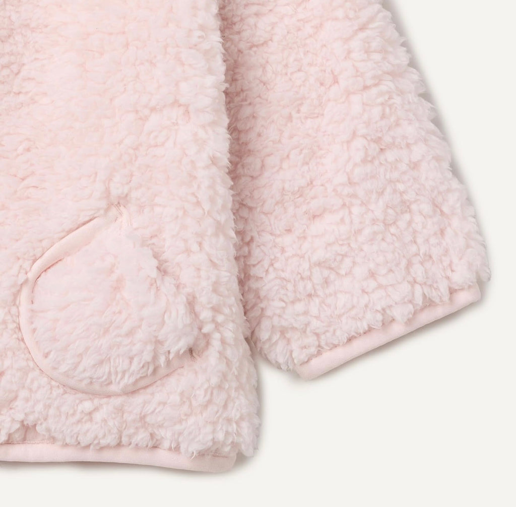 Chaqueta Sherpa Rosa Pálido con Capucha