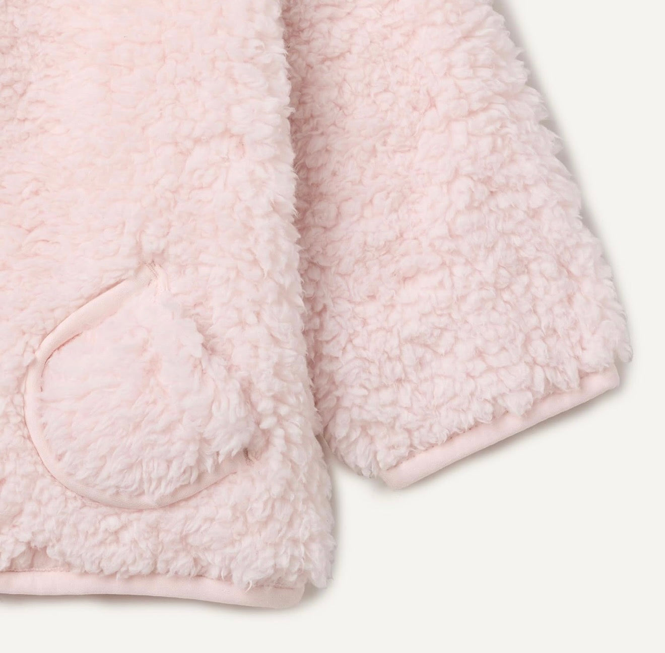 Chaqueta Sherpa Rosa Pálido con Capucha